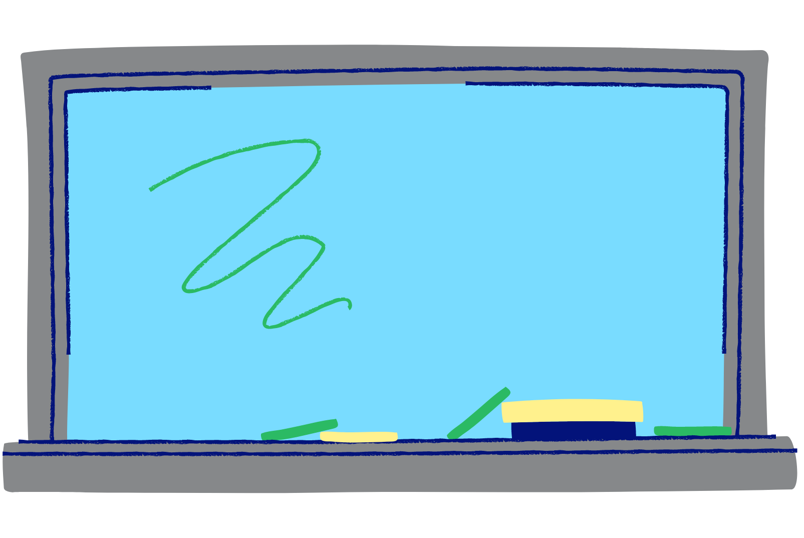 Image of a white board with green scribbles